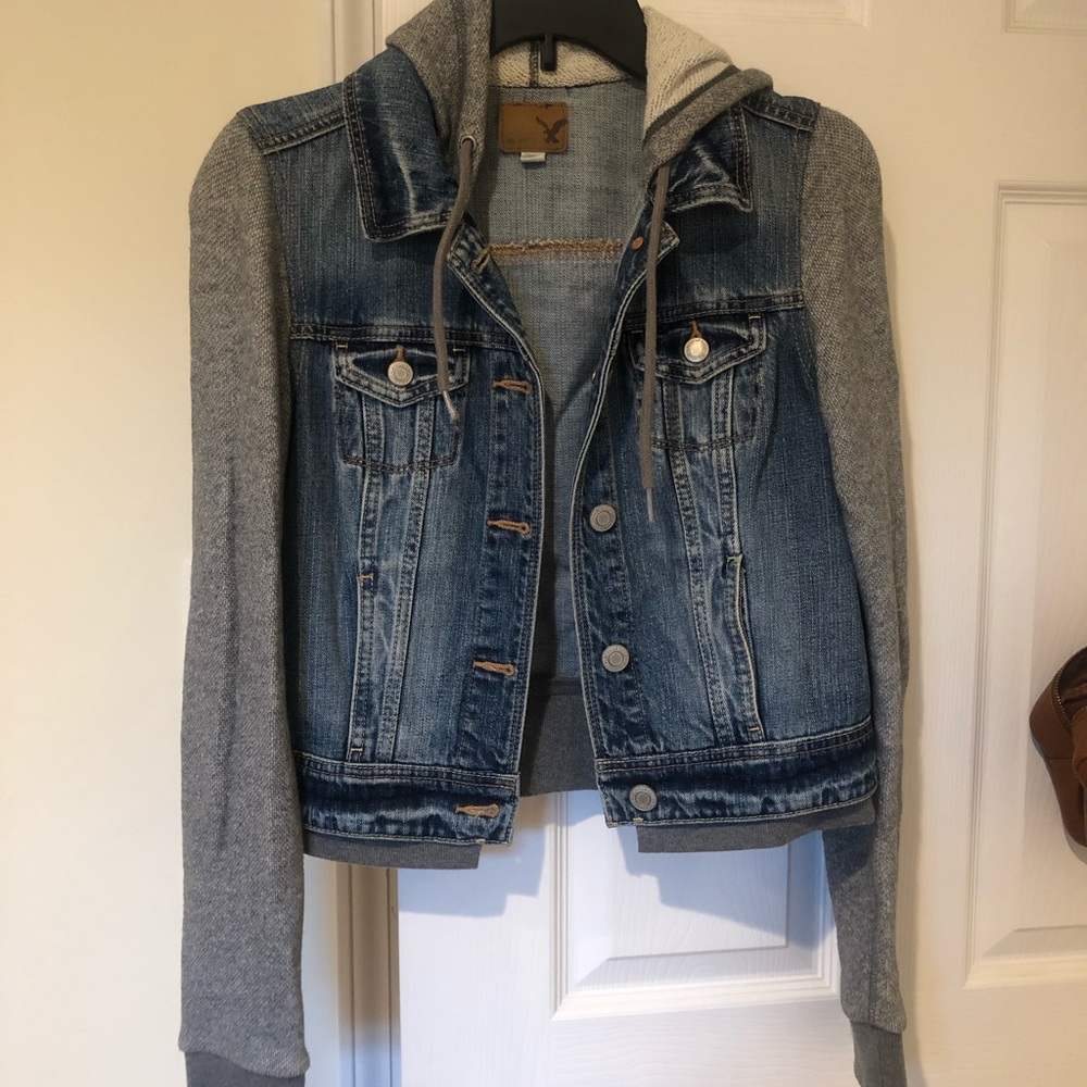 American Eagle Hoodie Jean Jacket